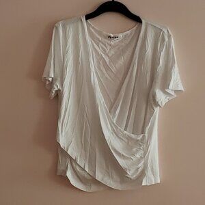 Deep V Neck Cross Wrap White Crop Top [Vetior] [Size XL]